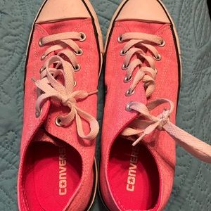Neon pink Converse low tops